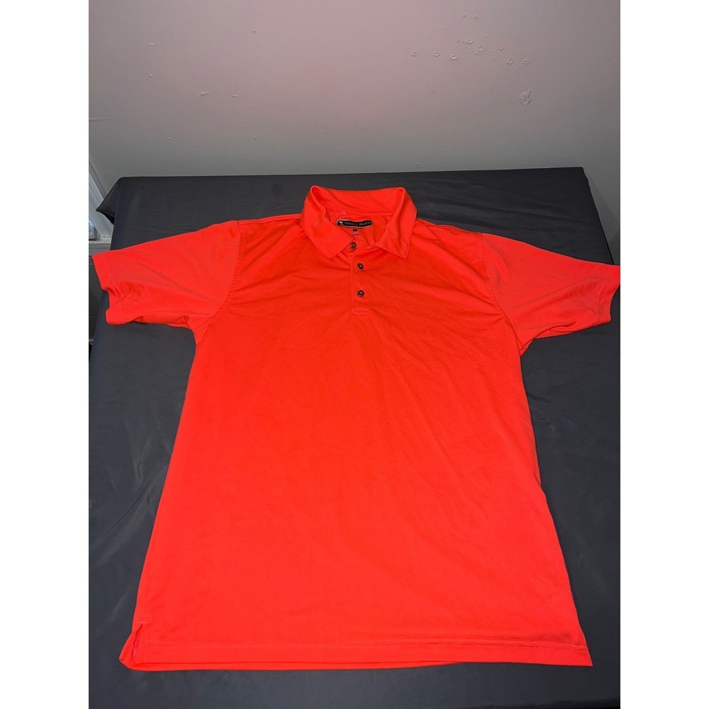Pebble Beach Performance Mens Large Neon Orange Golf Polo Shirt Short Sleeve L